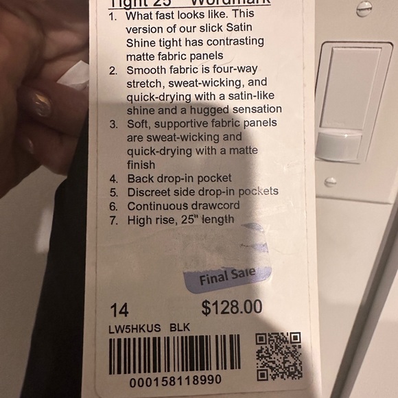 Lululemon satin shine word mark tight sz 14 NWT - Picture 6 of 6